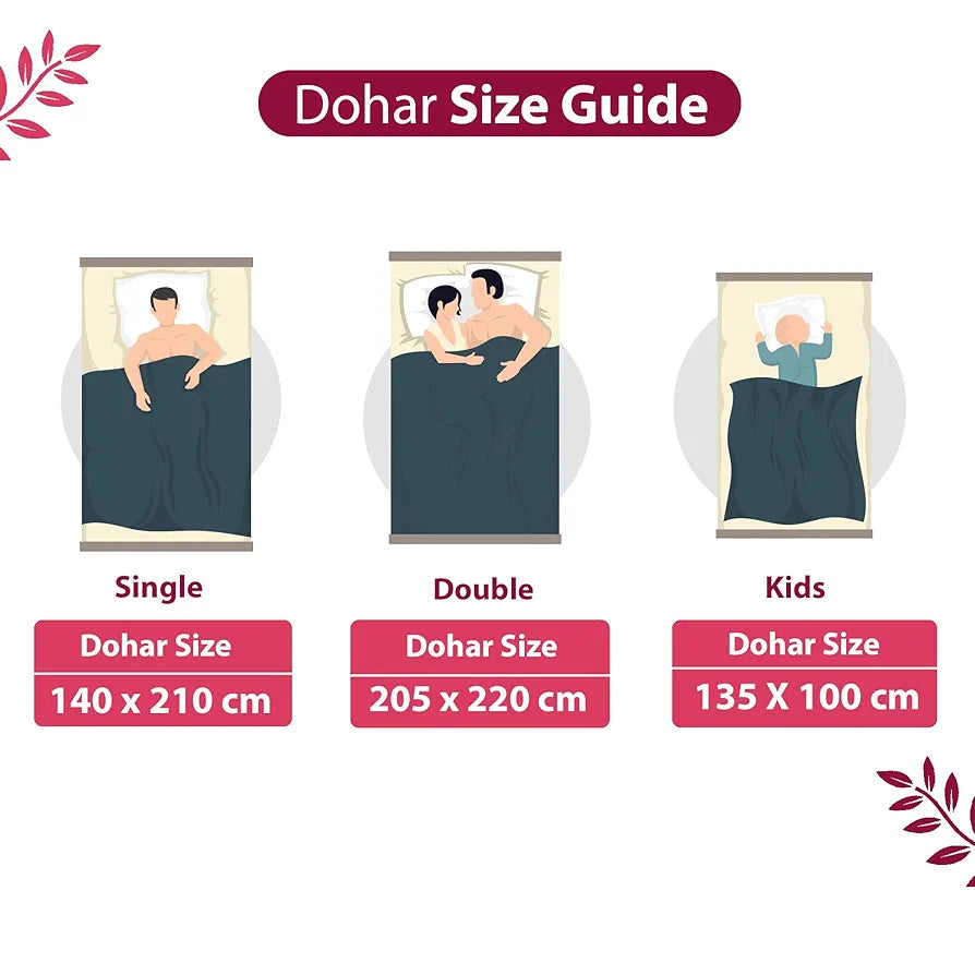 Divine Casa Floret 100% Cotton Double Dohar 120 GSM Soft & Lightweight Throw Blanket Colour Rosy Retreat