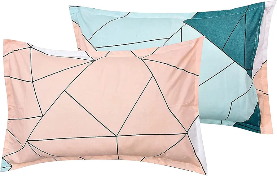 The Home Style Cotton Feel Glace Cotton Elastic Fitted Printed Queen Size Double Bed Bedsheet with 2 Pillow Cover 300 - 350 threadcount Pastel Green