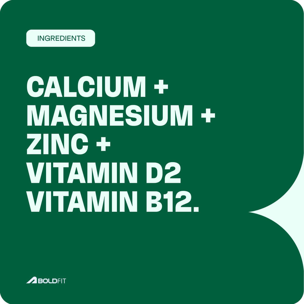Boldfit Calcium Tablets 1000 mg with Magnesium & Zinc for Women and Men, Calcium Supplement for Bone & Joint Support, 60 Tablets