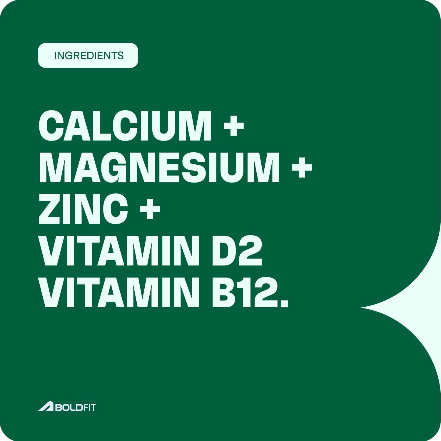 Boldfit Calcium Tablets 1000 mg with Magnesium & Zinc for Women and Men, Calcium Supplement for Bone & Joint Support, 60 Tablets