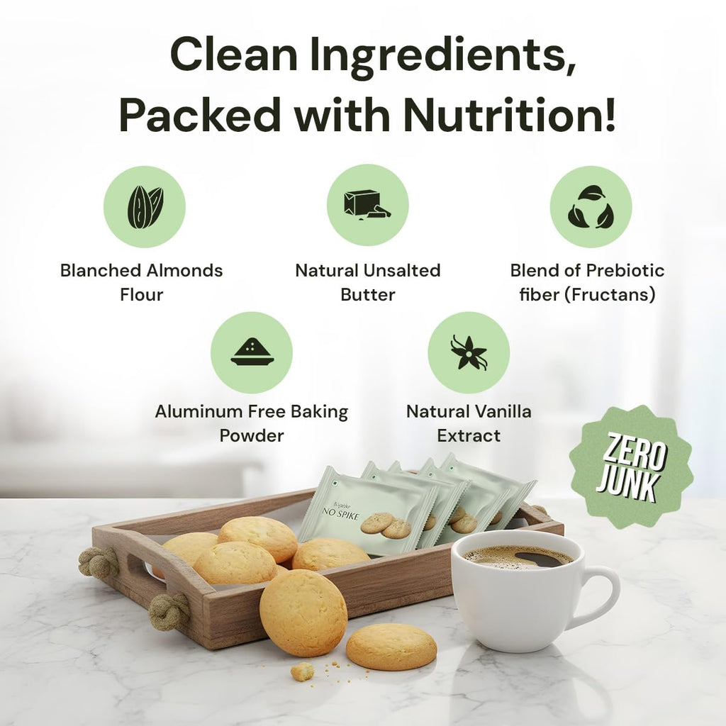 B'spoke NoSpike Sweet Cookies | No Added Sugar | 100% Almond Flour Base| High Fibre & Protein | Zero Junk