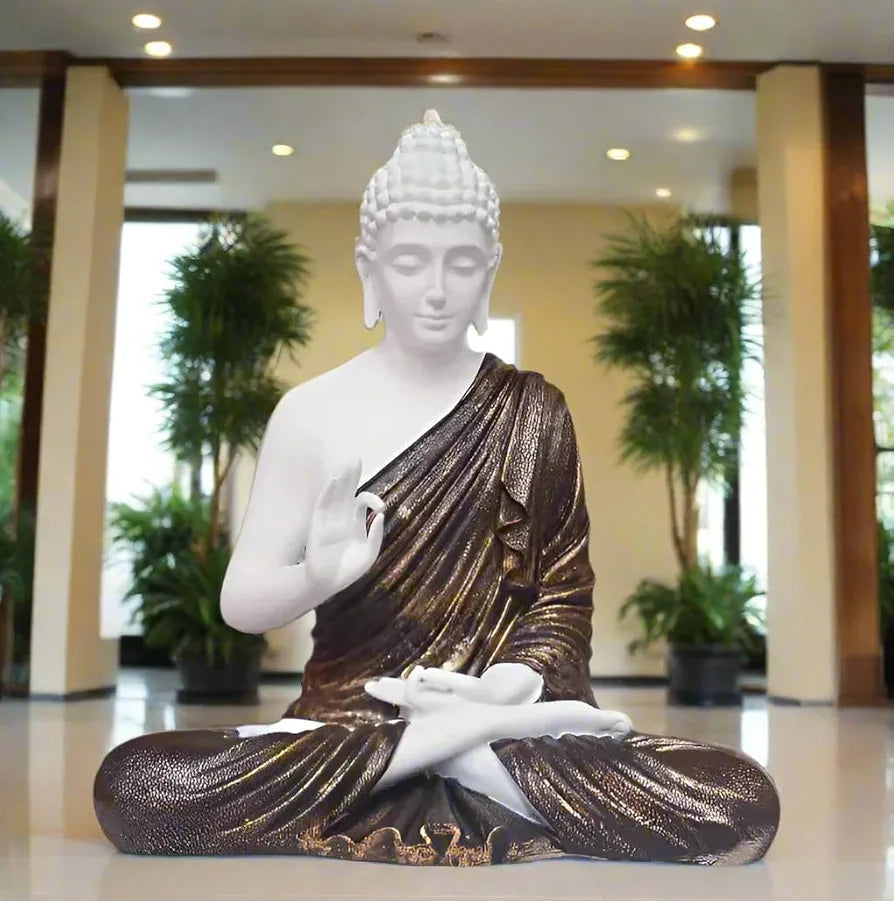 Alila 2 Feet Big Size Meditating Buddha Idol Statue Showpiece for Home Garden Living Room 22 Inches Multicolour