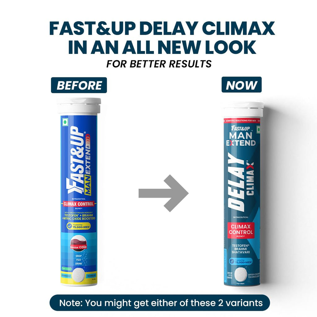 Fast&Up Man Extend | TestofenÂ® Fenugreek Extract |Nitric Oxide Booster + Energizing Blend | Shatavari | Brahmi| Helps Improve Vitality & Stamina | Pack of 20 Effervescent (Cola Flavour)