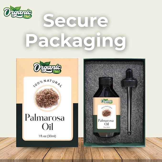 Organic Zing Palmarosa (Cymbopogon Martinii) Oil | Essential Oil for Aroma, Diffusers, Skincare & Hair Care - 30 Ml