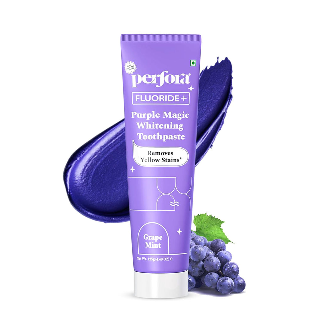 Perfora Purple Whitening Toothpaste-125g | Purple Toothpaste For Teeth Whitening | Teeth Stain Remover | Enamel Safe & Effective Teeth Whitener Oral care | Grape Mint