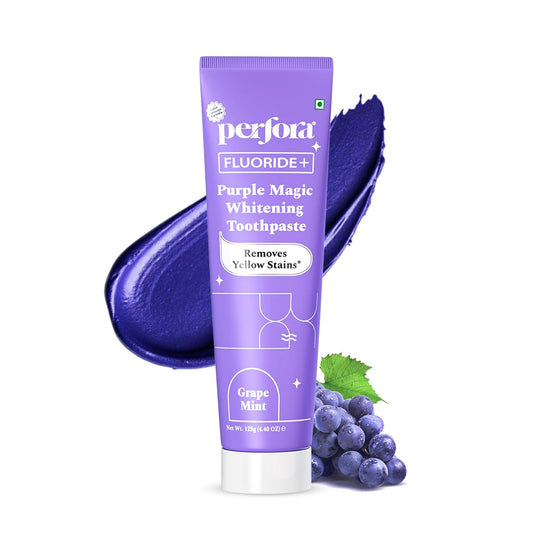 Perfora Purple Whitening Toothpaste-125g | Purple Toothpaste For Teeth Whitening | Teeth Stain Remover | Enamel Safe & Effective Teeth Whitener Oral care | Grape Mint