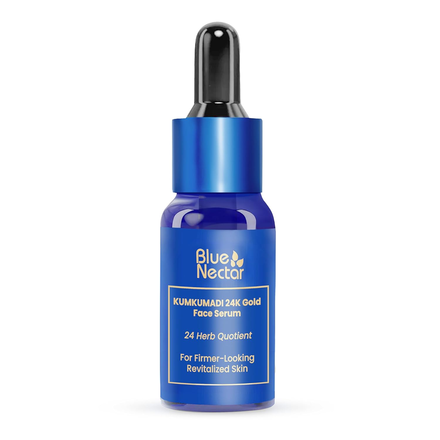 Blue Nectar 24k Gold Serum for Glowing Skin | Natural Kumkumadi Oil Serum for Face Infused with 24K Gold | Ayurvedic Face Serum for Skin Brightening and Skin Firming (24 Herbs, 10ml)