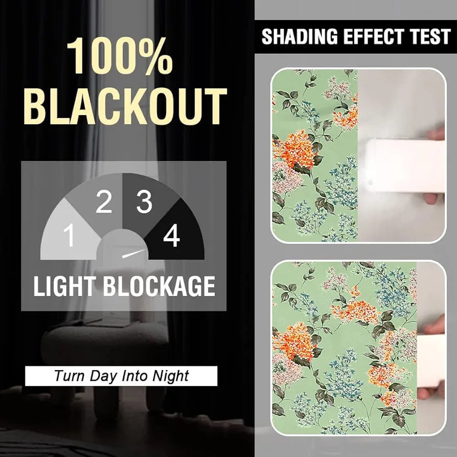 Cloth Fusion Blackout Printed Premium Door Curtains 7 Feet Long Set of 2 Green Coral Colour