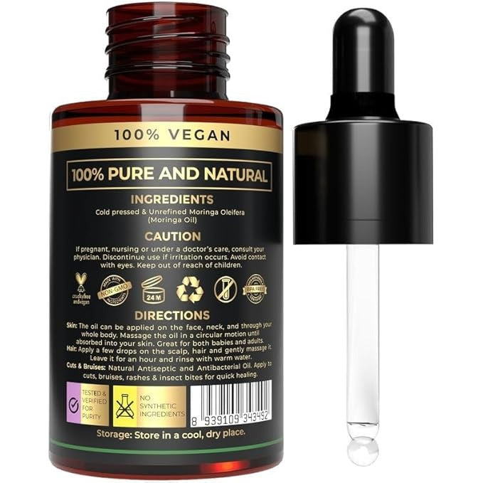 The Organic Forest Organic Moringa Oil - Cold-Pressed - 30 ml