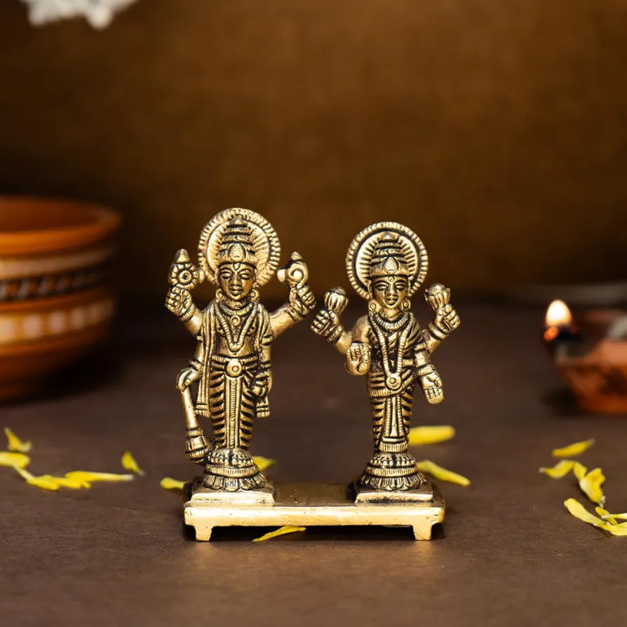 Ekhasa Pure Brass Vishnu Laxmi Murti for Puja