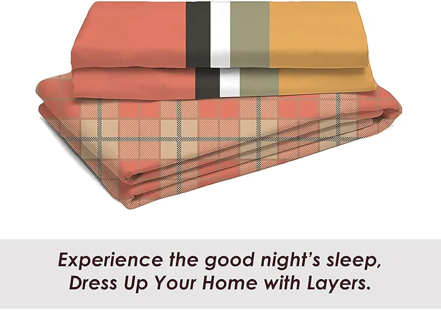 Layers Firenze 2 Cotton 144 TC Single Bedsheet Set Orange/Red