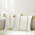 Urban Space Embroidered Cotton Cushion Cover Set of 2 Cushion Covers for Sofa, Bedroom, Living Room Vintage Braid Yellow