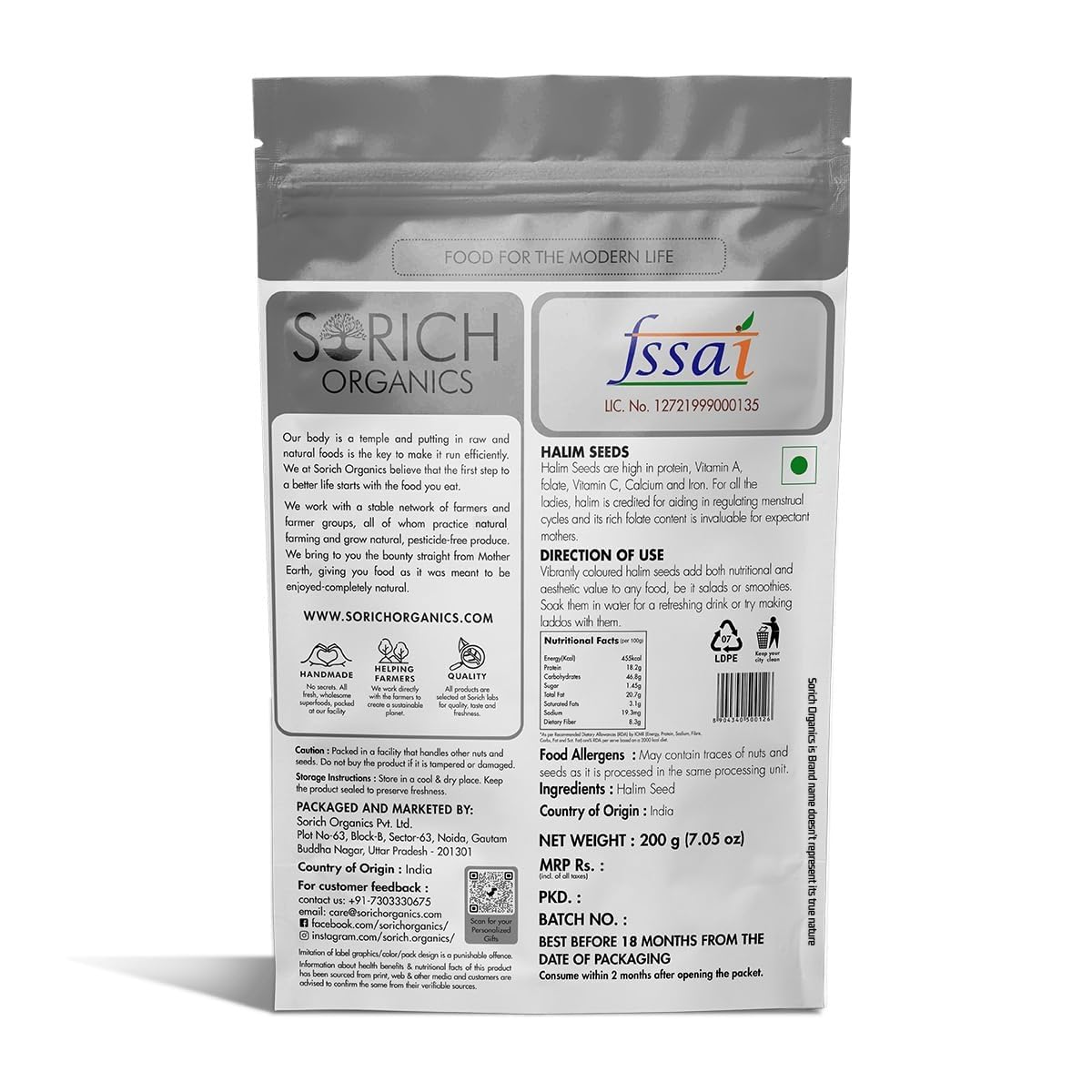 Sorich Organics Halim Seeds | Garden Cress Seeds (Aliv) | Rich in Protein, Fiber, Iron & Omega-3 | Immunity Booster Superfood | Non-GMO | Gluten Free