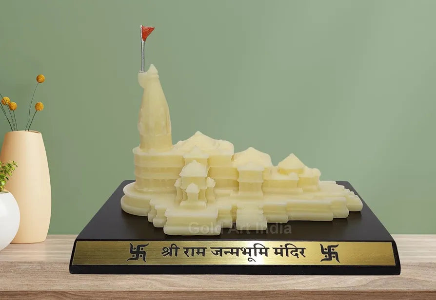 Gold Art India Ram Mandir Ayodhya Ivory Finish Minature 3.2