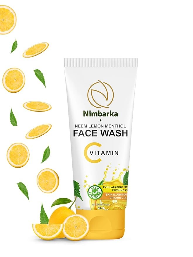 Nimbarka Neem Lemon Menthol Face Wash with Vitamin C & E - 50 ml