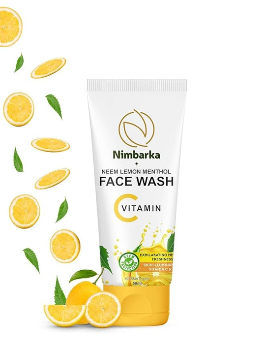 Nimbarka Neem Lemon Menthol Face Wash with Vitamin C & E - 50 ml