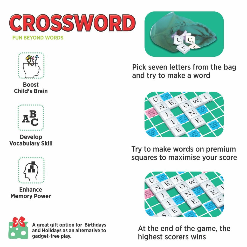 Toymate Crossword Board Game for Kids & Adults