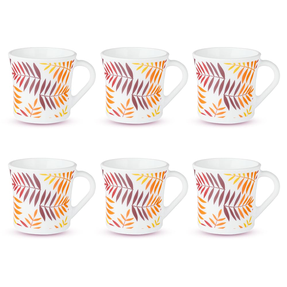 Larah by Borosil Costa Opalware Mug | Set of 6 Pcs Tea/coffee Mugs | 160 Ml Each