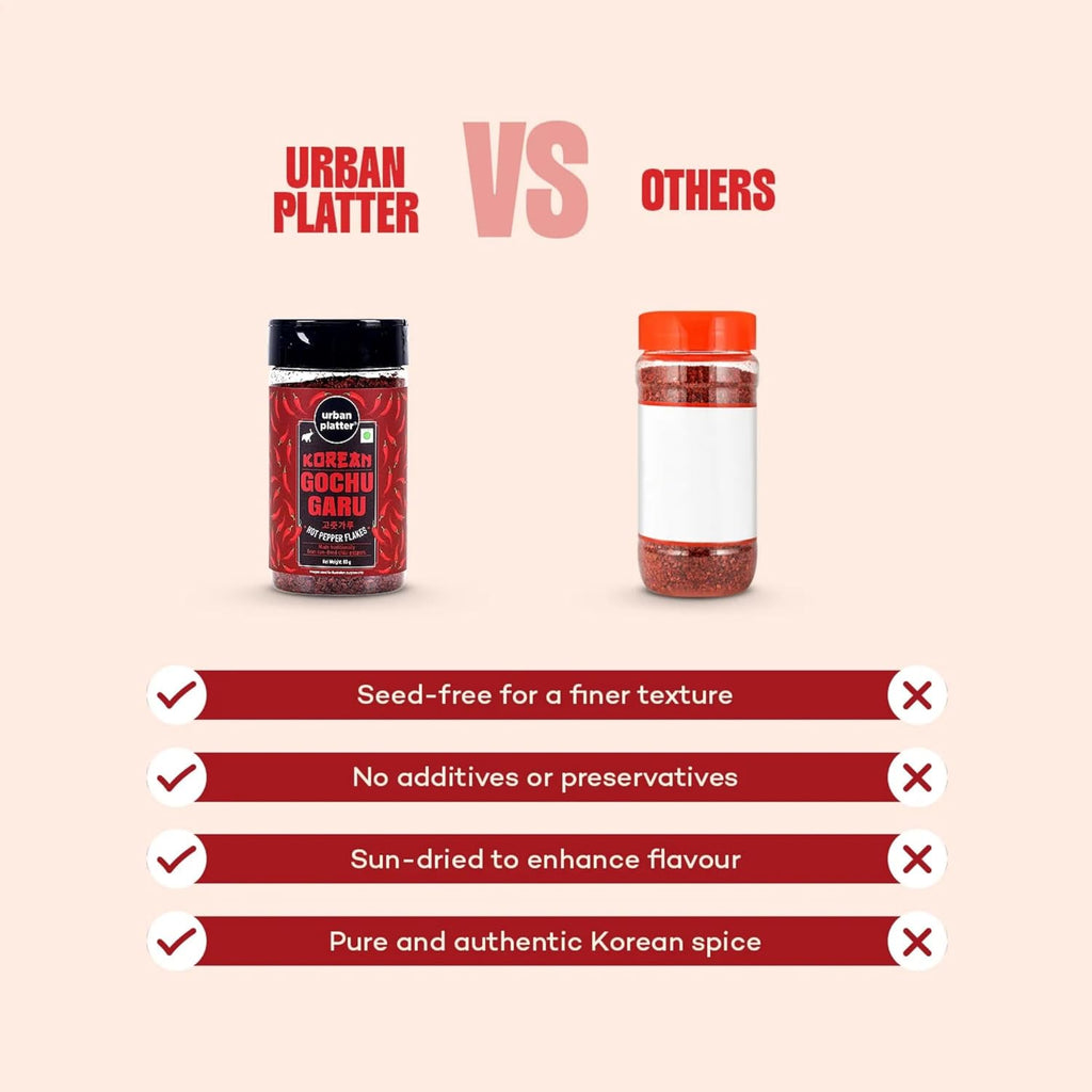 urban platter Korean Gochugaru Hot Pepper Powder, 80 Gm [Coarse Ground Korean Dried Chilli Peppers | Smoky & Spicy| Use For Kimchi And Other Korean Dishes]
