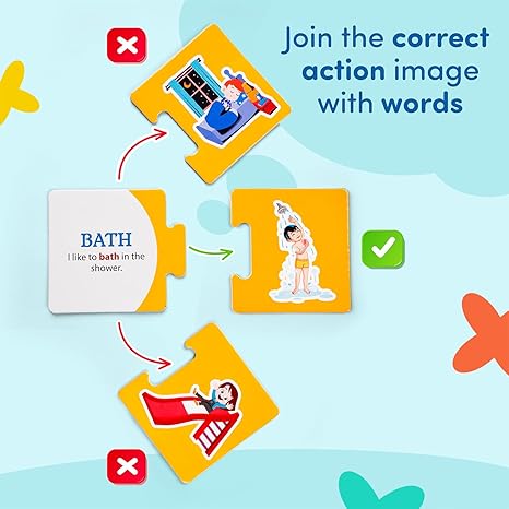 Mittimate Action Words Jigsaw Puzzle Game for Kids Age 2 to 4 Old 60 Pieces Educational Puzzle Toy
