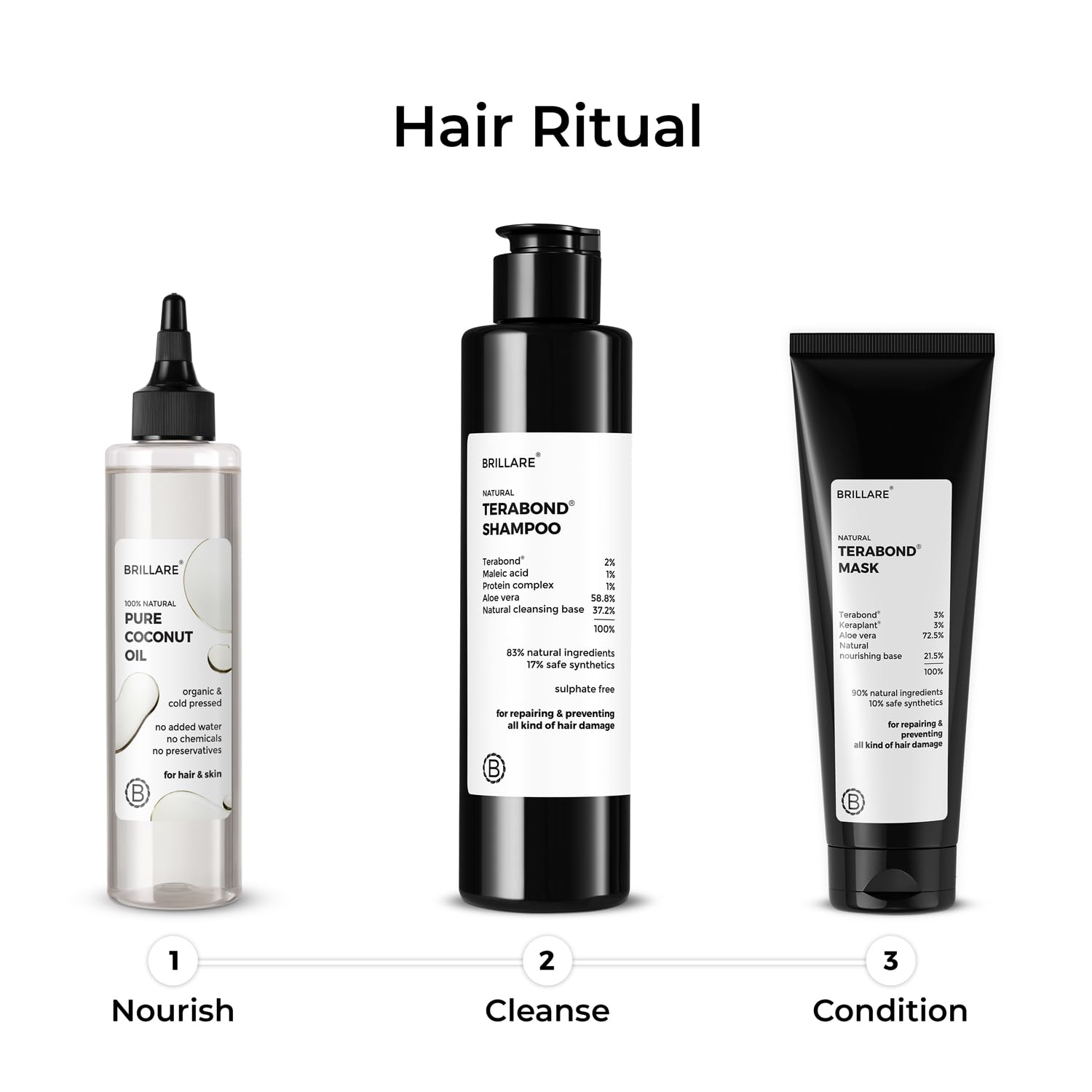 Brillare Pure Coconut Oil, Organic and Cold Pressed Hair Oil with Zero Chemicals, Rich in Vitamins & Amino Acids, Best for Dry & Flaky Skin