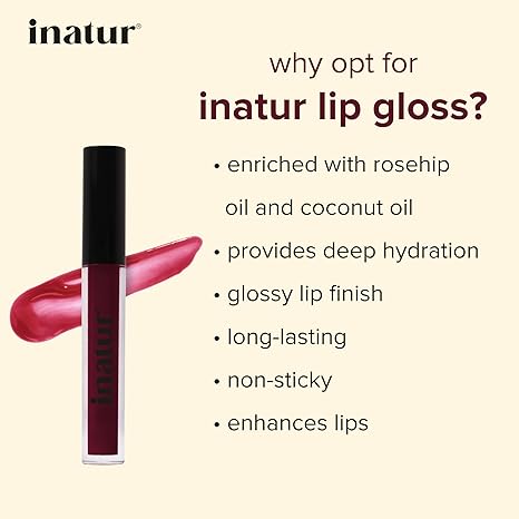 Inatur Wine Lip Gloss Shiny Lips - 2 ml