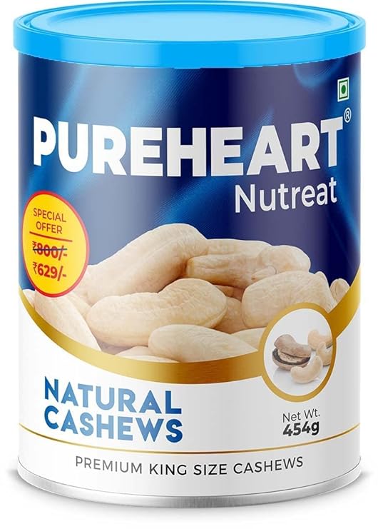 Pureheart Nutreat Premium Whole Crunchy Natural Cashews - 454 gms