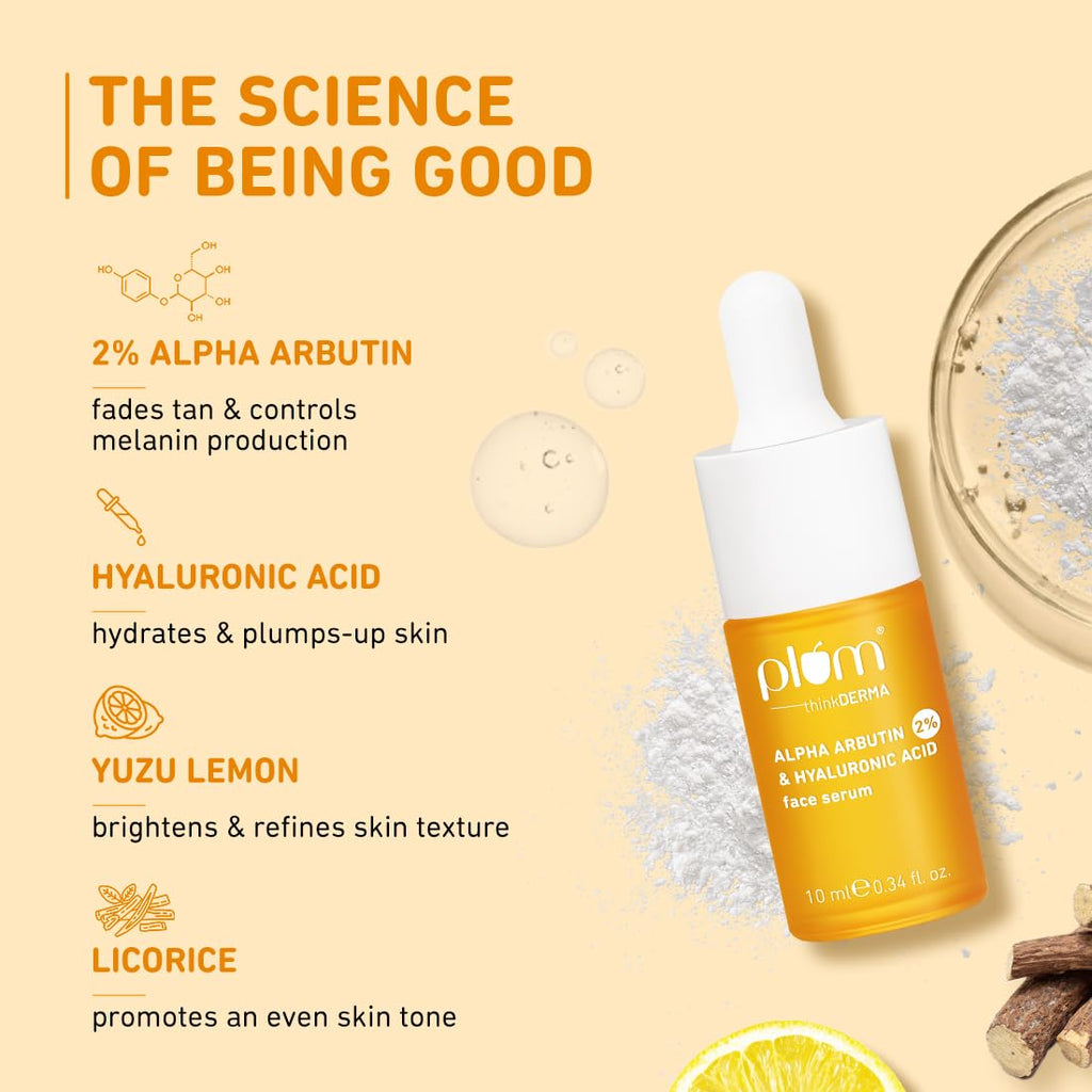 Plum 2% Alpha Arbutin & Hyaluronic Acid Face Serum :- 10ml