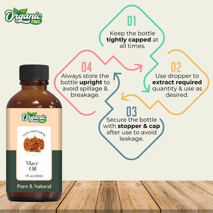 Organic Zing Mace (Myristica Fragrans) Oil | Pure & Natural Essential Oil for Skin Care, Haircare, Aroma & Diffusers