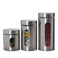 Femora Femora Glass Window Jar for Kitchen Storage Kitchen Storage Jars With Glass Window | Set of 3