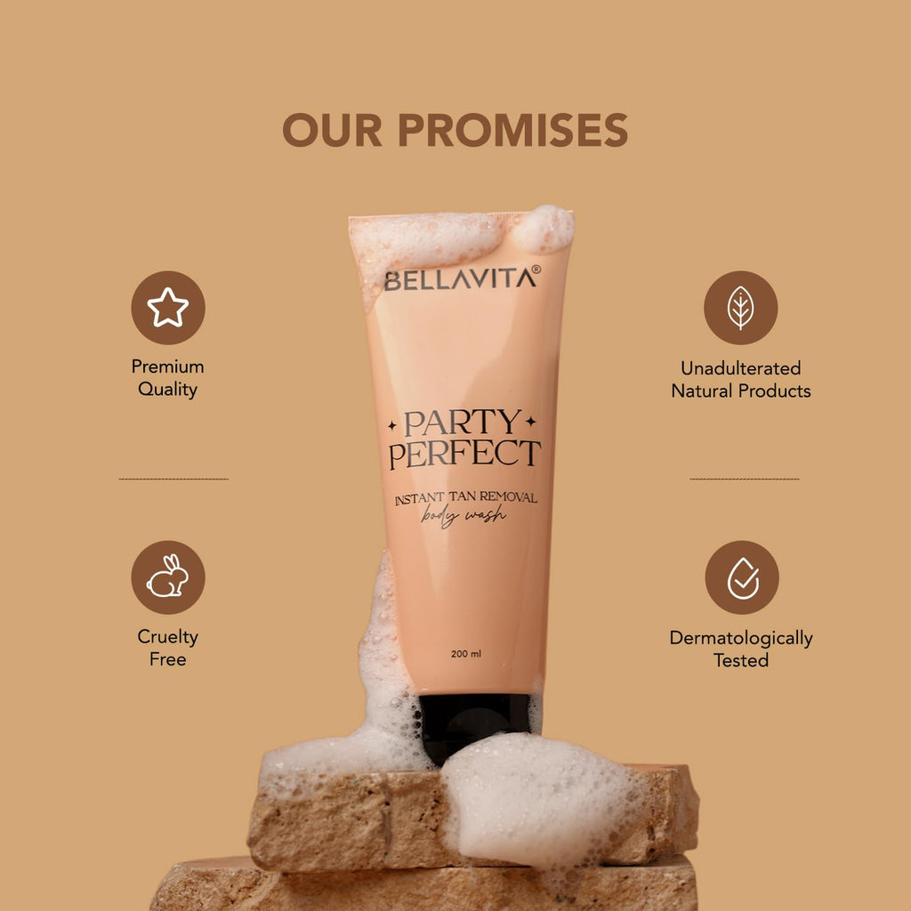 BELLAVITA Party Perfect 2-in-1 Body Wash| Instant Tan Removal | Instant Brightening | Even Skin Tone | For Men & Women | 200ml