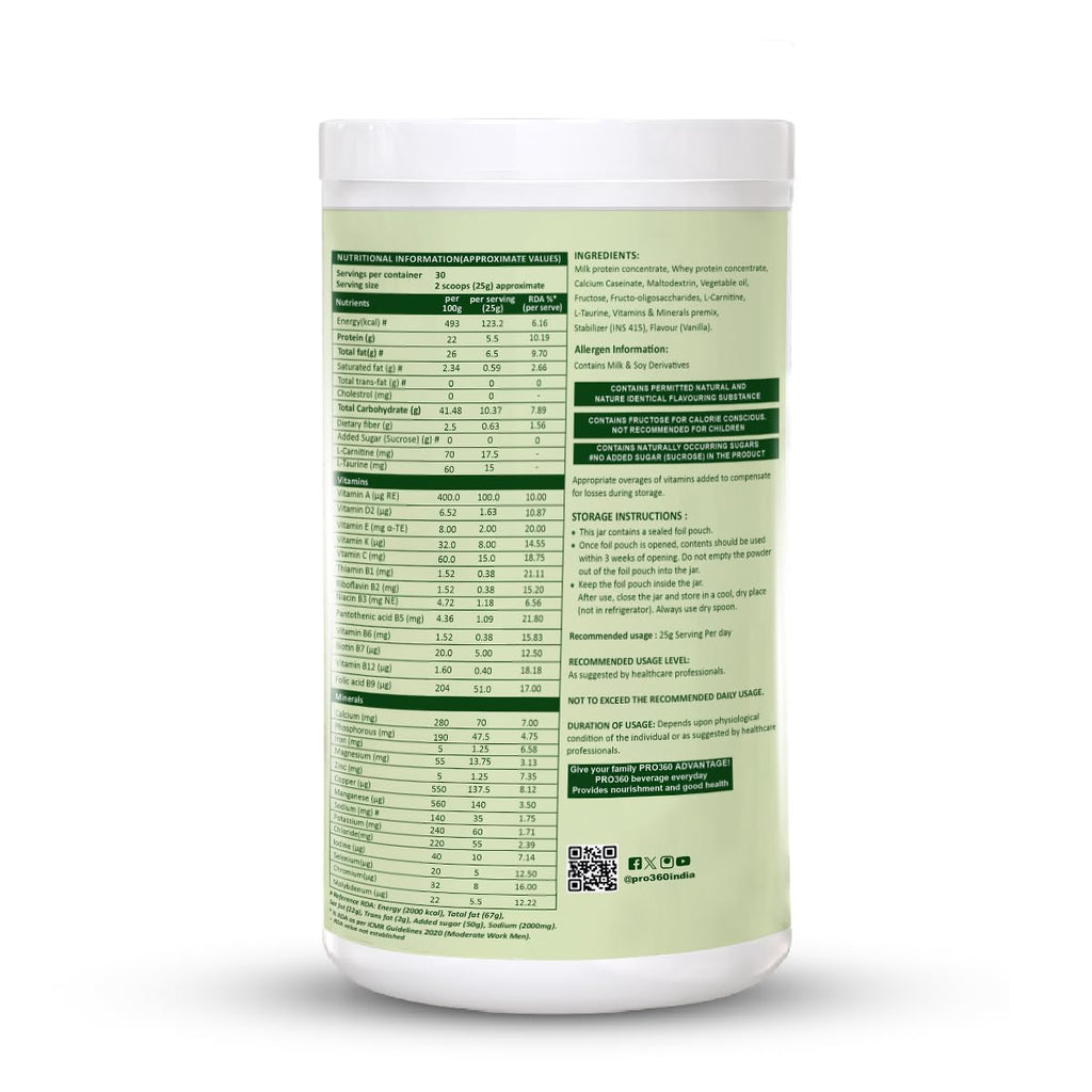 Pro360 Nefro HP Powder â€“ Vanilla Flavour, 750g â€“ High Protein Dialysis Care Nutritional Supplement for Renal Support â€“ Vanilla Protein Powder with L-Taurine, L-Carnitine & Essential Nutrients