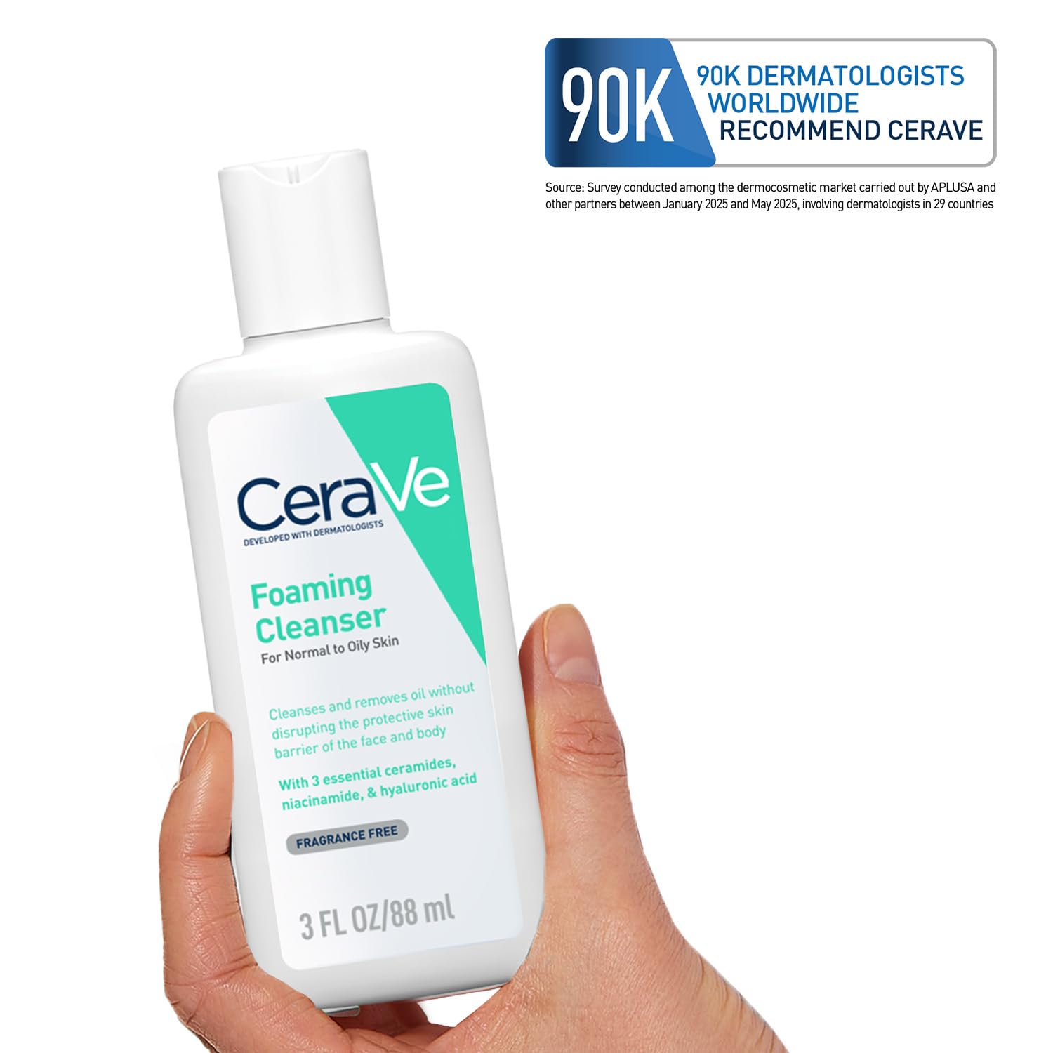 CeraVe Foaming Cleanser For Normal To Oily Skin (88ml) - Dermatologist-Developed Facewash | Non-Comedogenic And Fragrance-Free Cleansers For Acne-Prone Skin