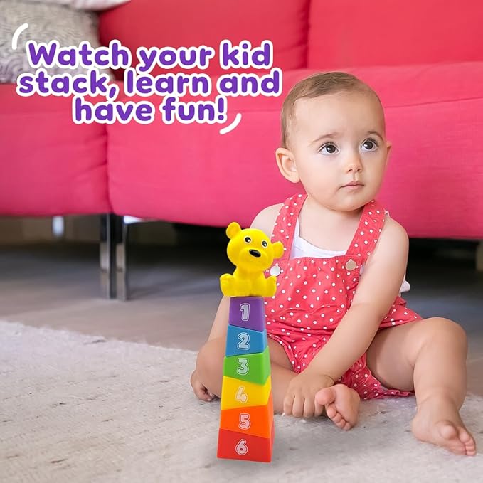 Wembley Stacking Toys for Kids Baby Soft Colorful Activity 6 Blocks Multicolor