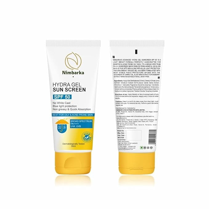 Nimbarka Hydra Gel Sunscreen SPF 50 PA ++++ Lightweight - 50 ml