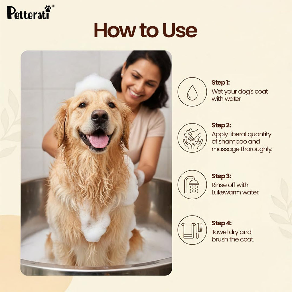Petterati Silky Coat Dog Shampoo | Aloe Vera, Neem & Hibiscus | Deep Cleansing for Soft, Shiny Coat | 200ml + 100ml Free