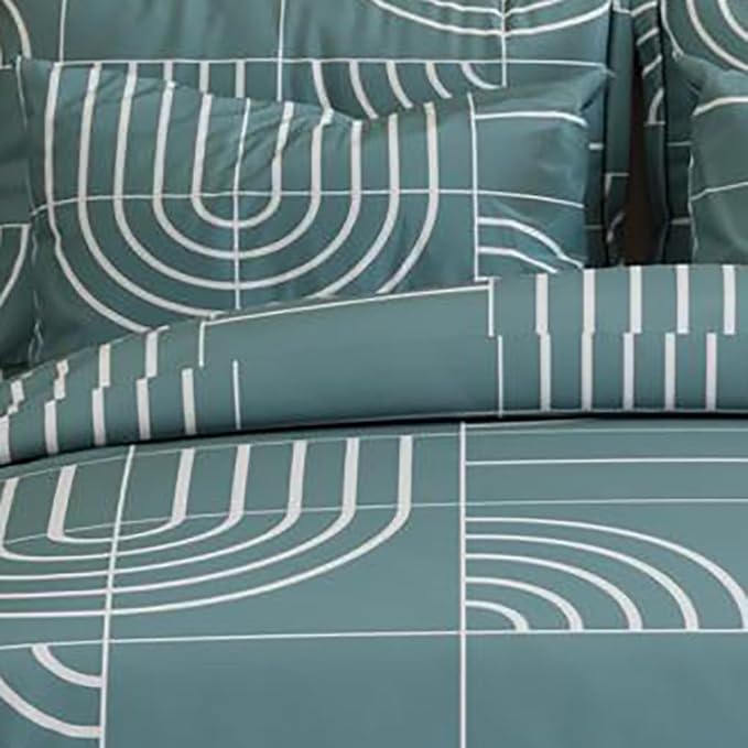 Decomizer Cotton Feel Glace Printed King Size Double Bed Bedsheet with 2 Pillow Covers Sky Blue Colour