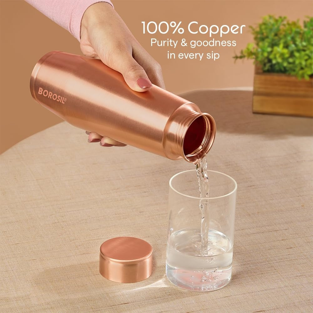 Borosil Orra Plain Copper Bottle 600ml