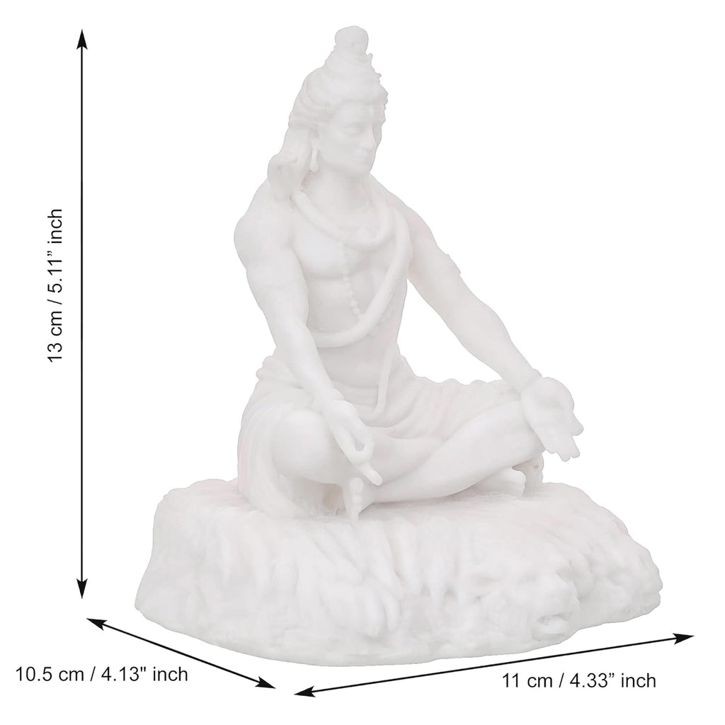 Ecraftindia White Polyresin Lord Shiva Sitting Statue