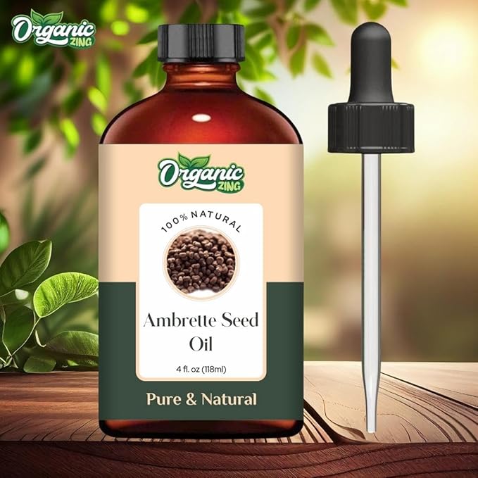 Organic Zing Ambrette Seed (Abelmoschus Moschatus) Oil | Carrier Oil for Skincare, Aroma & Diffusers - 118 Ml