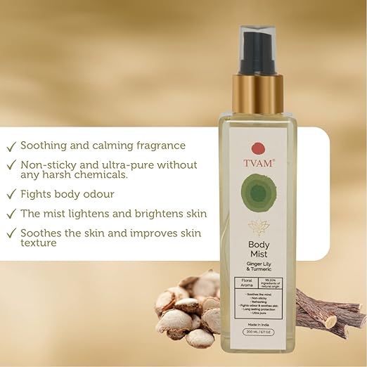 TVAM Body Mist Ginger Lily Turmeric For Everyday use - 200 ml