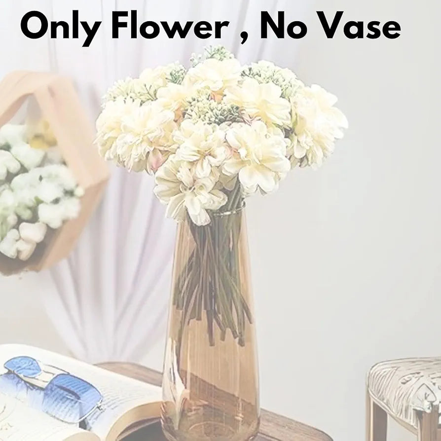 Artificial Dahlia Flower Bunch – 7-Stem Faux Bouquet Realistic Fabric Flower Arrangement Pink