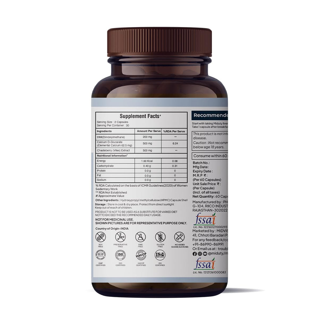 Miduty Palak Notes Estro Balance Supplement For Women - 60 Capsules