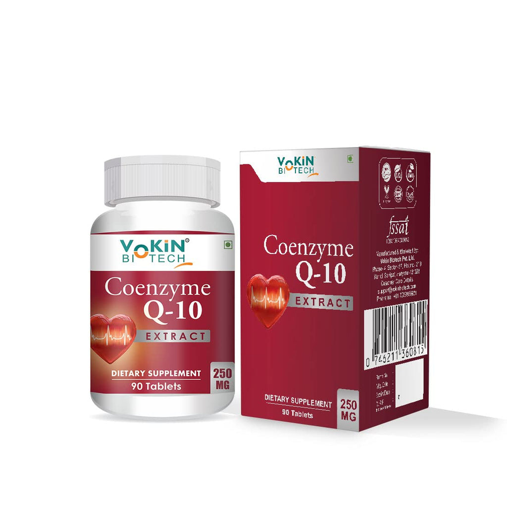 Vokin Biotech 100% Natural Coenzyme Q-10 Extract 250MG For Heart Health and Energy Metabolism (90 Tablets)