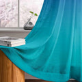 Homadorn Ombre Printed Linen Textured Sheer Curtains Purple + Teal Blue