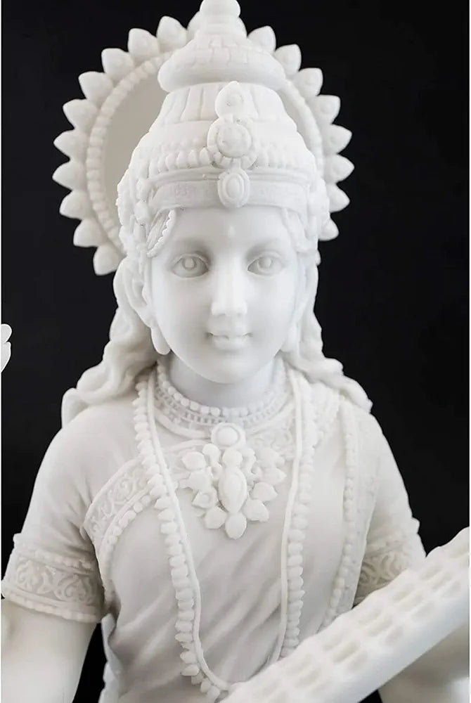 Sevliya Traders Big Beautiful Sitting Saraswati for Home Decoration-Height | 8.5 inches