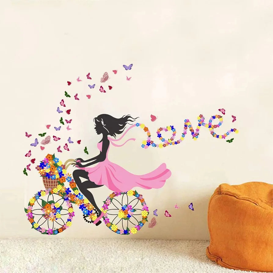 Decal O Decal Motivational Quotes Wall Stickers Girl with Flower and Butterflies