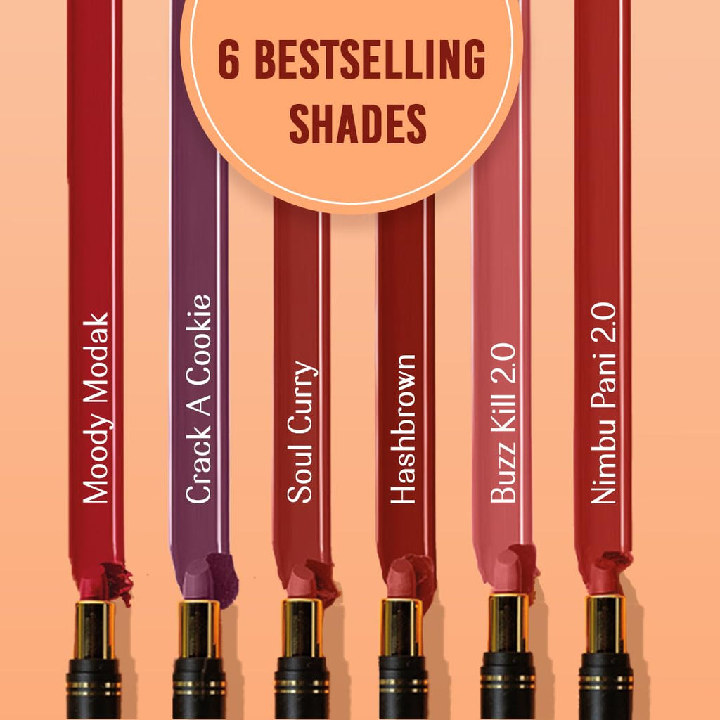 LoveChild Masaba Full Pocket Lipstick, Mauve Lipsticks For Women With Long Lasting Formula Upto 6Hrs, Hydrating & Nourishing, Matte Finish, Crack-A-Cookie, 4g