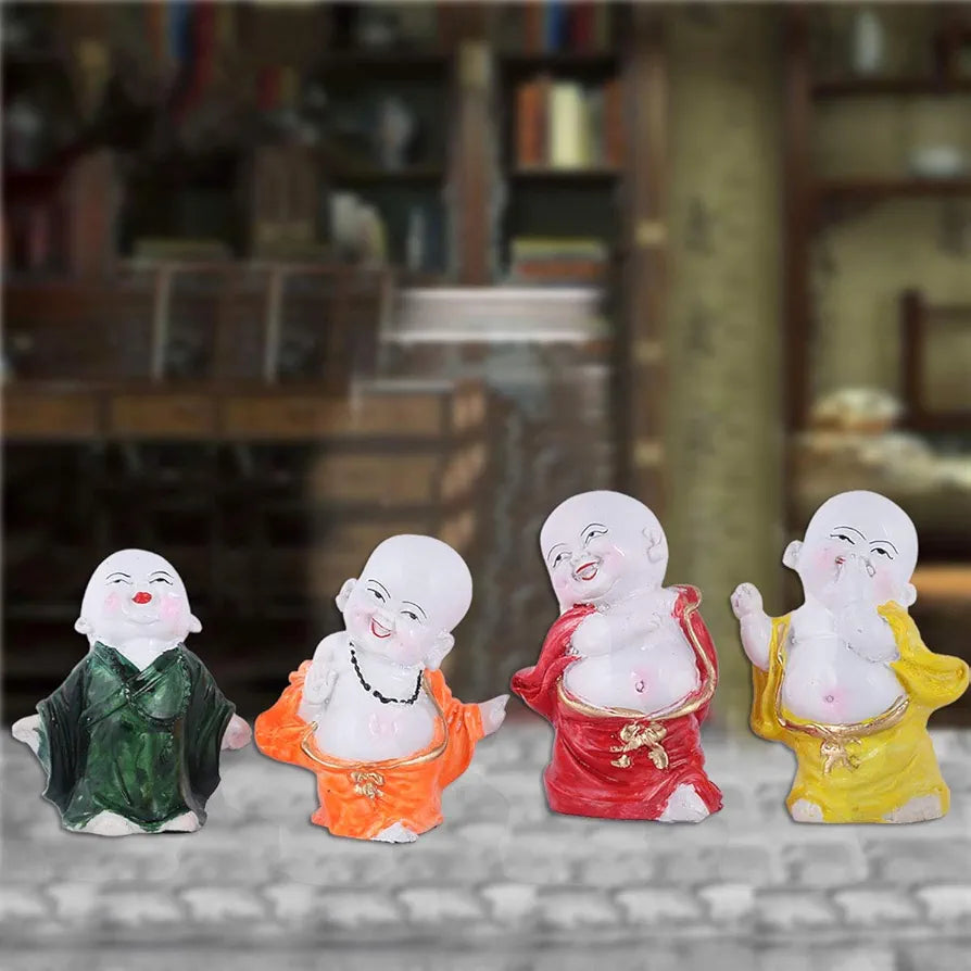 Mariner's Creation Polyresin Baby Laughing Buddha Showpiece Multicolour 4 Pieces