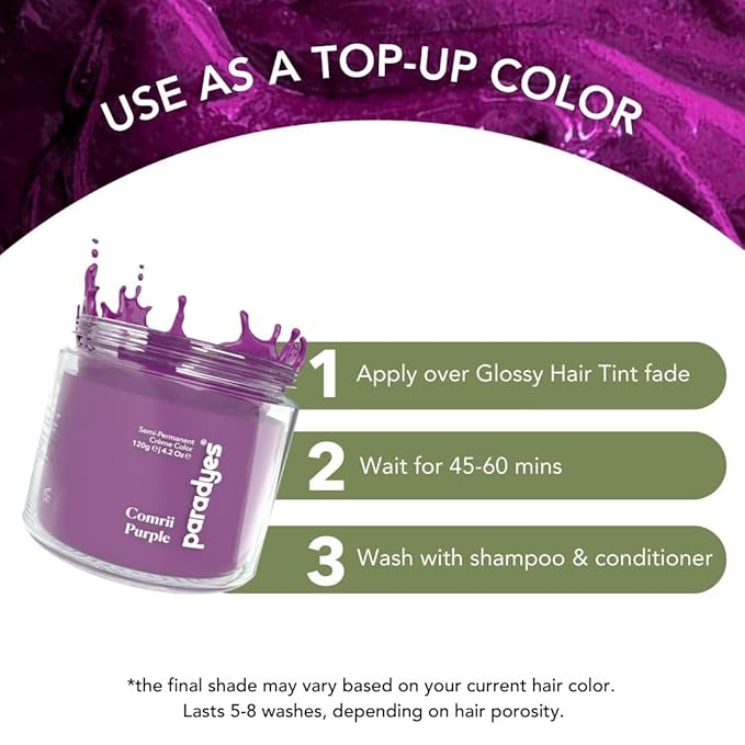 Paradyes Top-up Semi-permanent Comrii Purple Diy Conditioner Based Hair Colour - 120 Gms